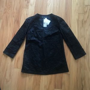 NWT Lafayette 148 Black Embroidered Beaded Tunic